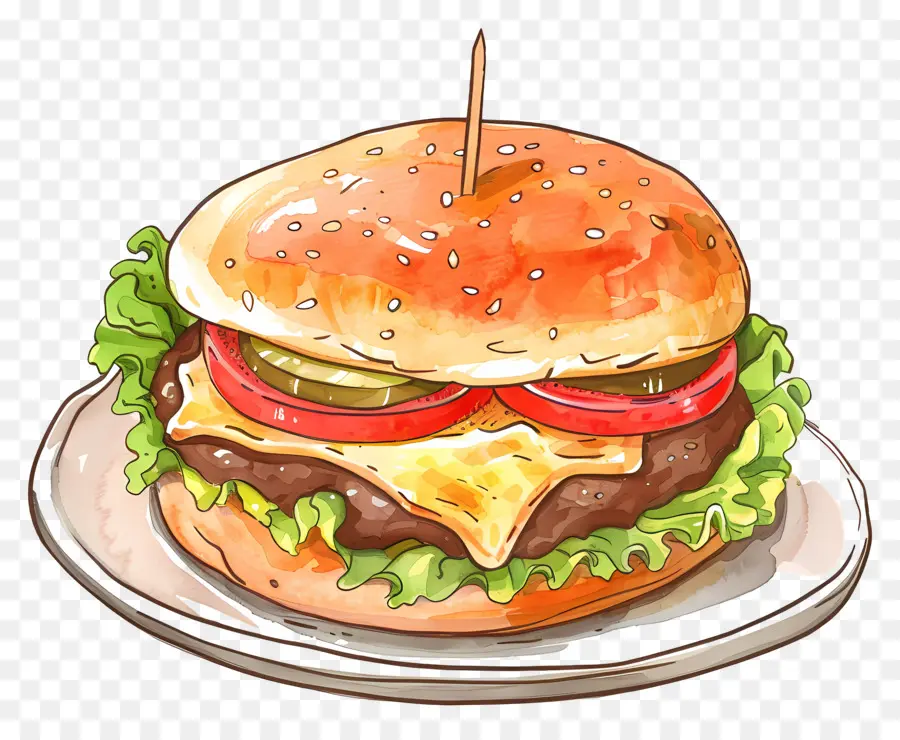 Kremalı Burger，Hamburger PNG