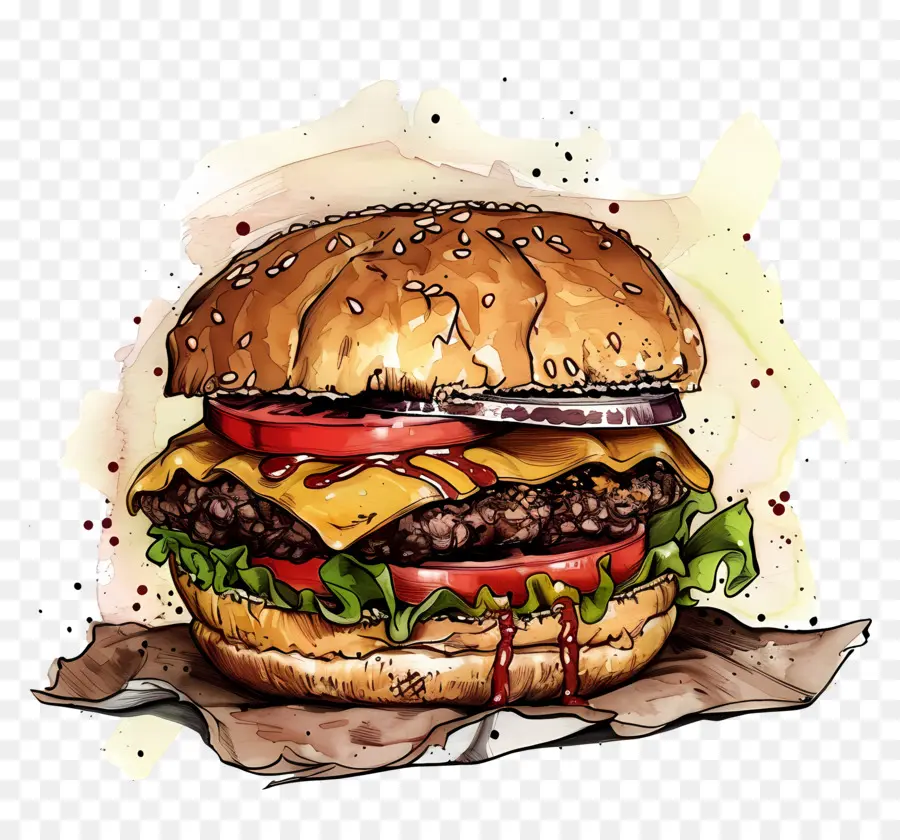 Kremalı Burger，Cheeseburger PNG