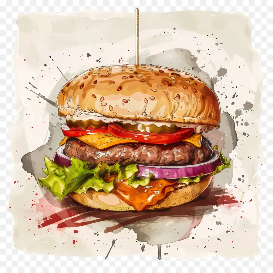 Kremalı Burger，Hamburger PNG