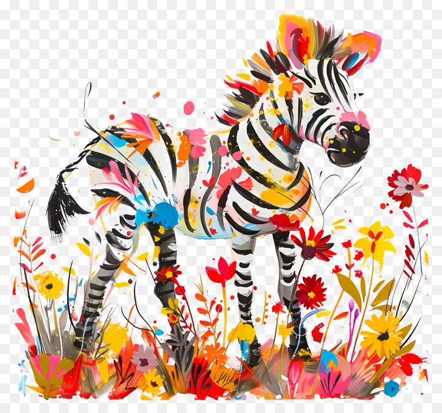 Zebra，Çiçekler PNG