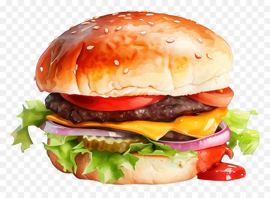 Kremalı Burger，Cheeseburger PNG