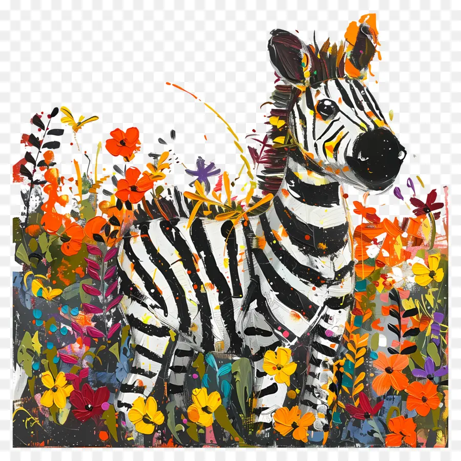 Zebra，Çiçekler PNG