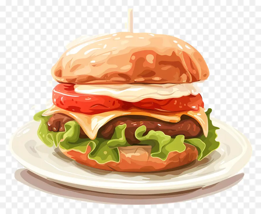 Kremalı Burger，Sandviç PNG