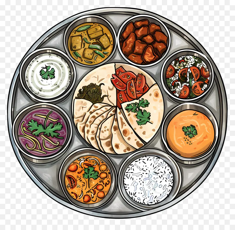 Indian Thali Platter，Hint Thali PNG