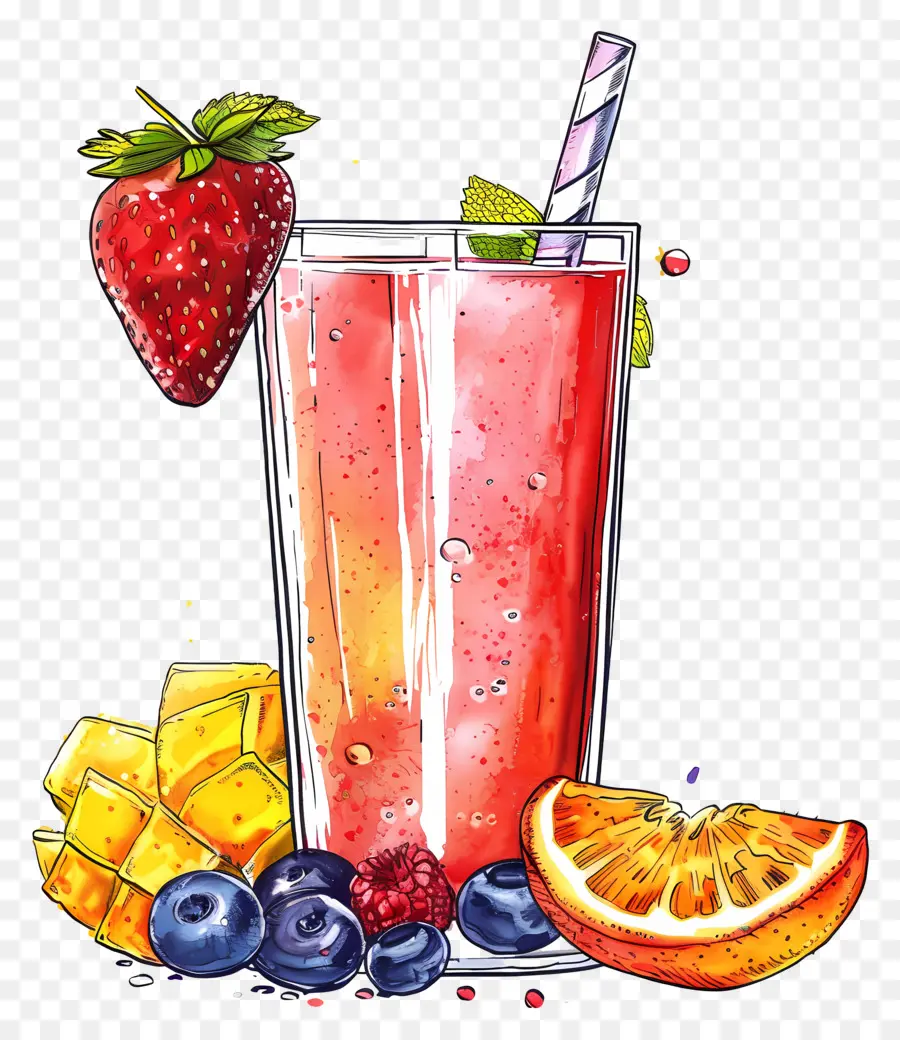 Güler Yüzlü，Meyveli Smoothie PNG