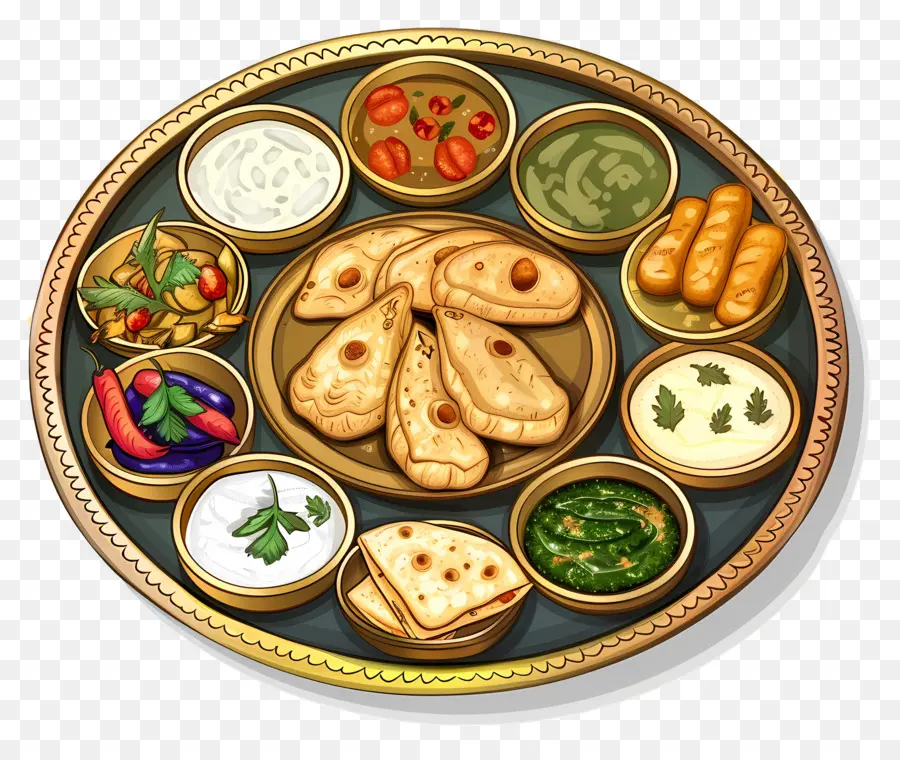 Hint Thali Tabağı，Hint Thali PNG