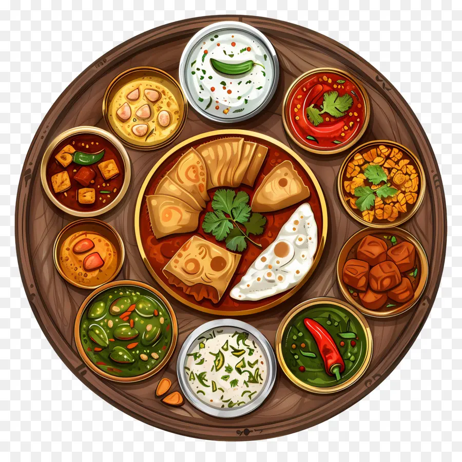 Hint Thali Tabağı，Hint Thali PNG