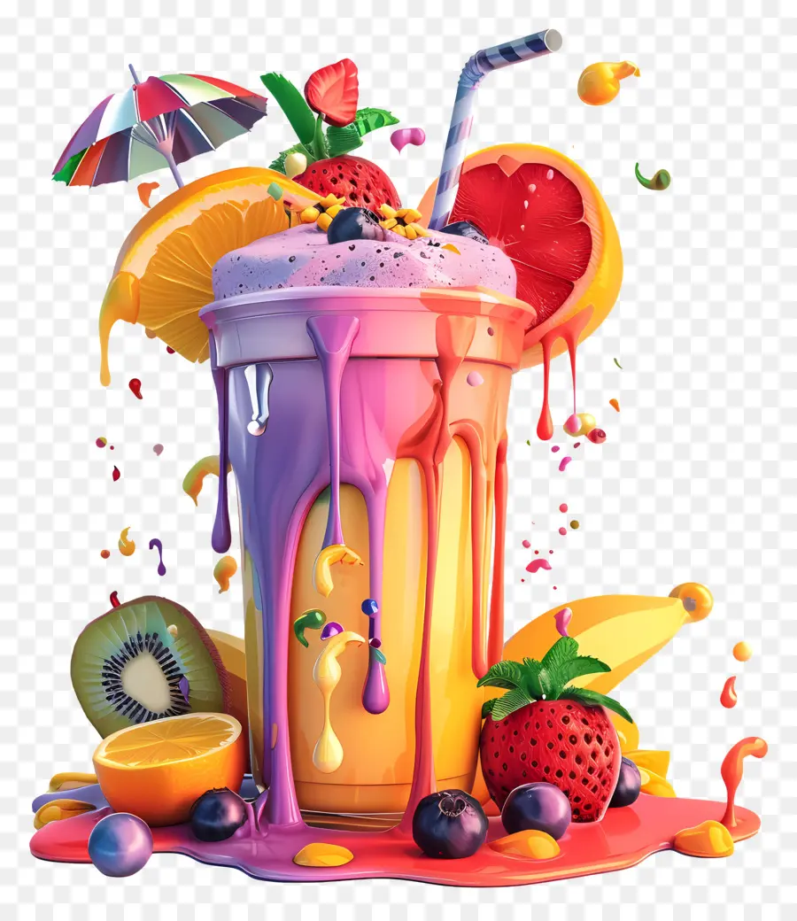 Güler Yüzlü，Meyveli Smoothie PNG