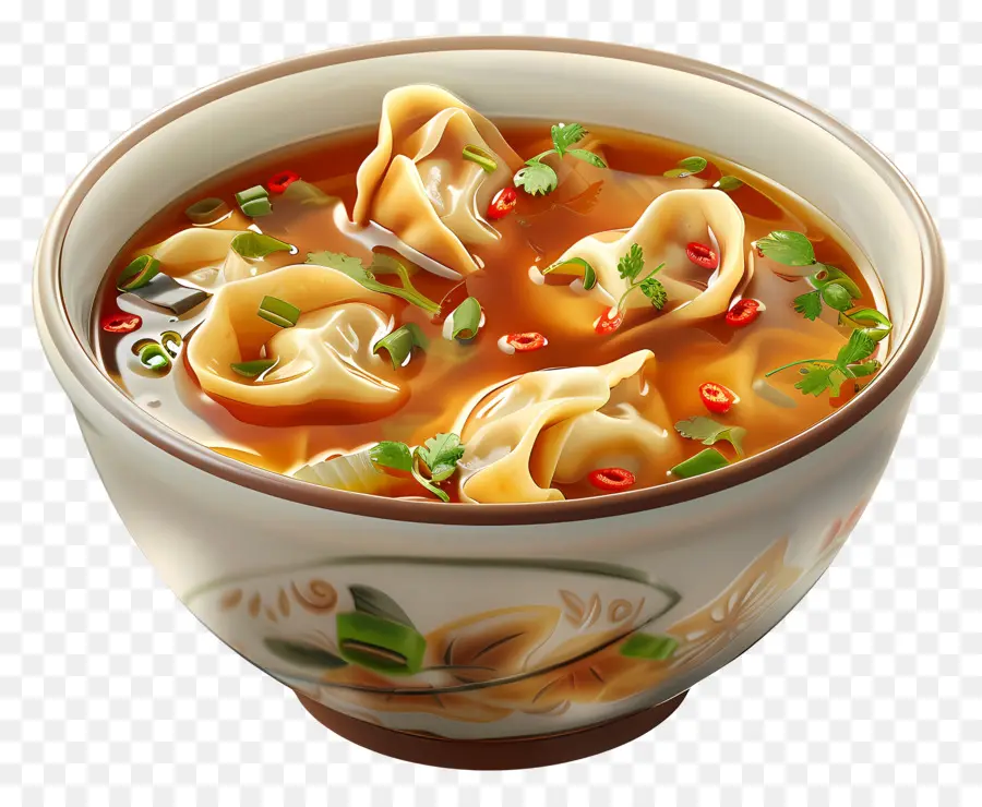 Wonton çorbası，Baharatlı Çorbada Köfte PNG