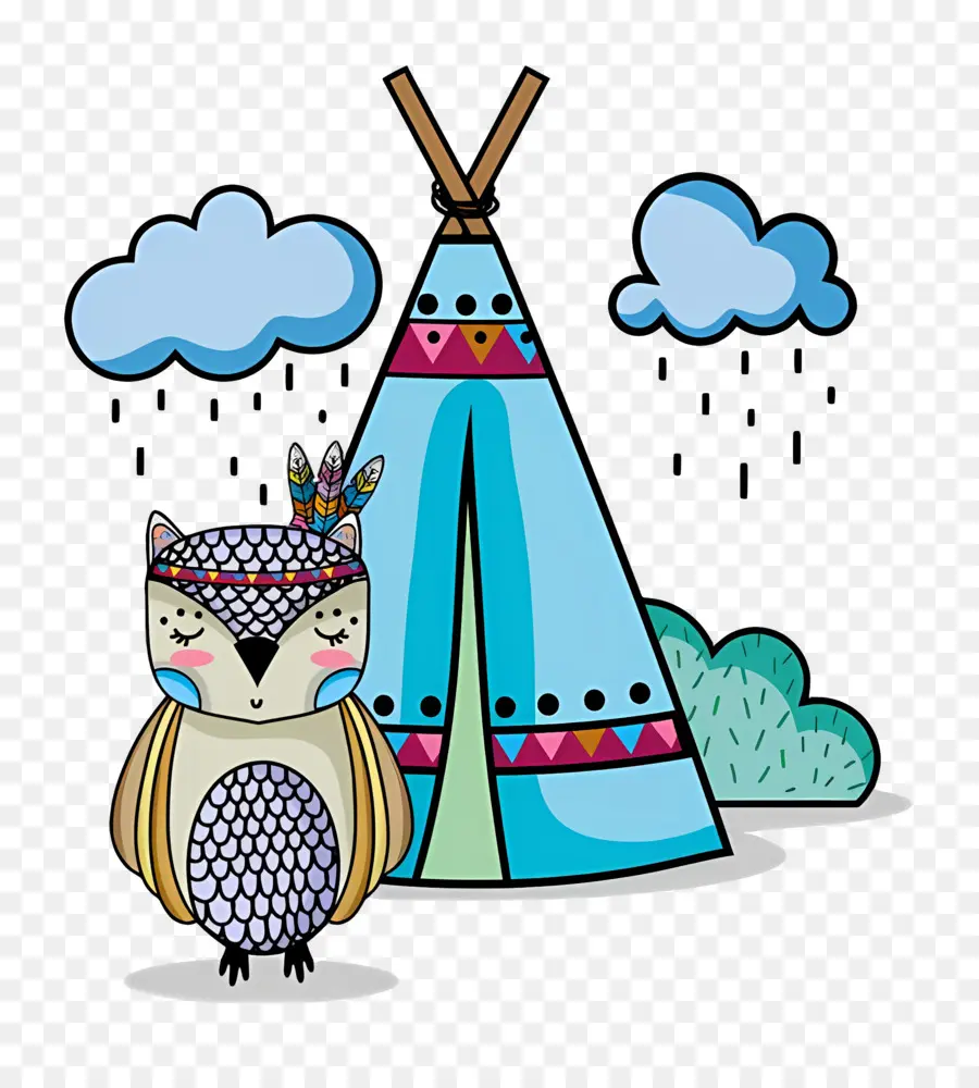 Sevimli Baykuş，Baykuş Ve Teepee PNG