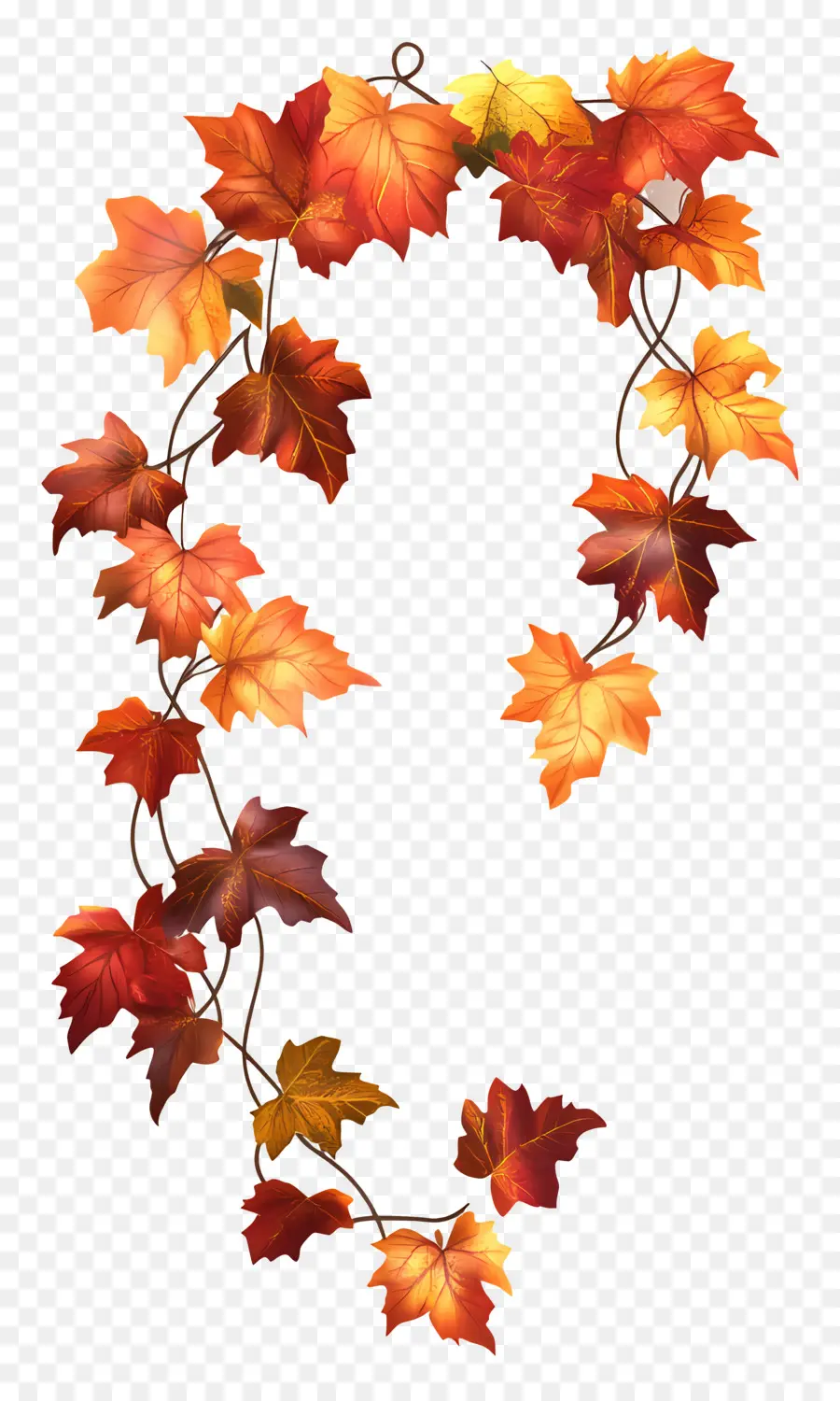 Sonbahar Çelengi，Autumn Leaves Garland PNG