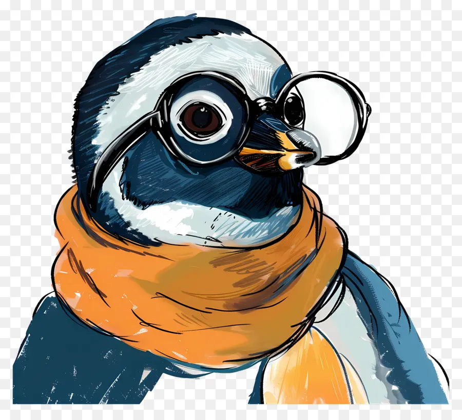 Penguen，Gözlüklü Ve Atkılı Penguen PNG