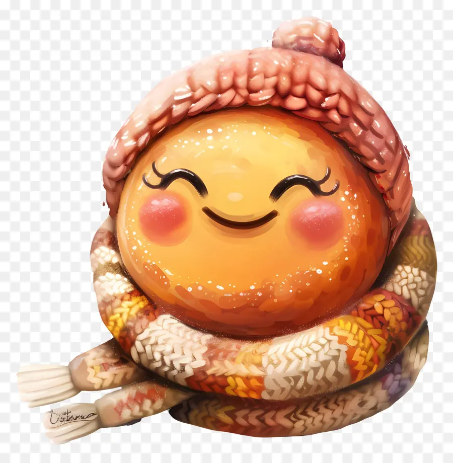 Gülümseme Emojisi，Eşarplı Sevimli Turuncu PNG