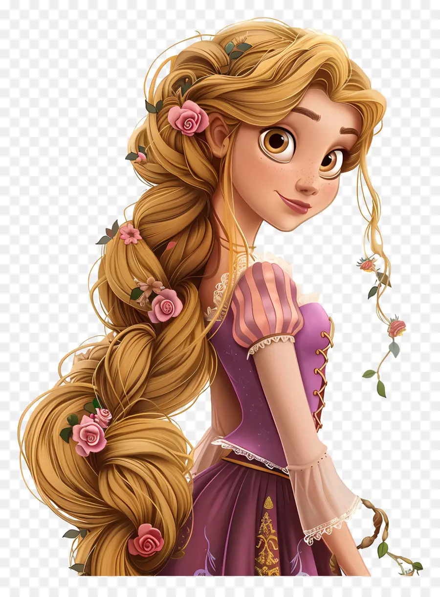 Rapunzel Prensesi，Sarışın çizgi Film Kız PNG