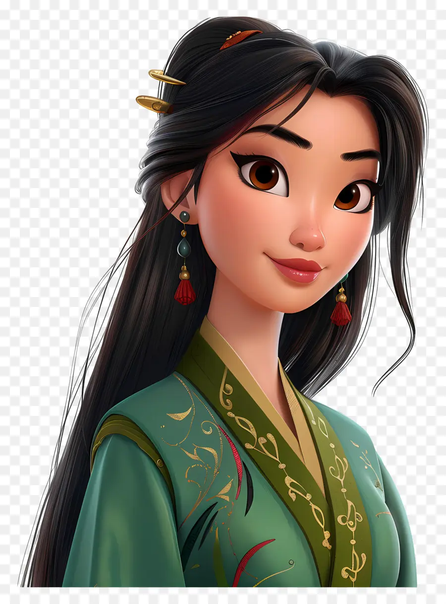 Mulan Prensesi，Animasyonlu Kız PNG