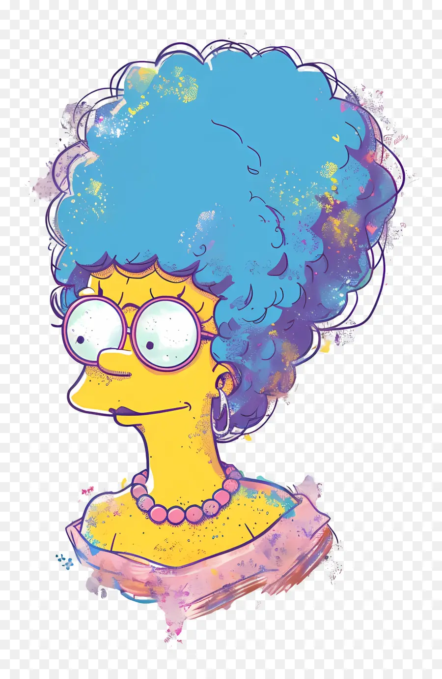 Marge Simpson，Gözlüklü Mavi Saçlı Karakter PNG