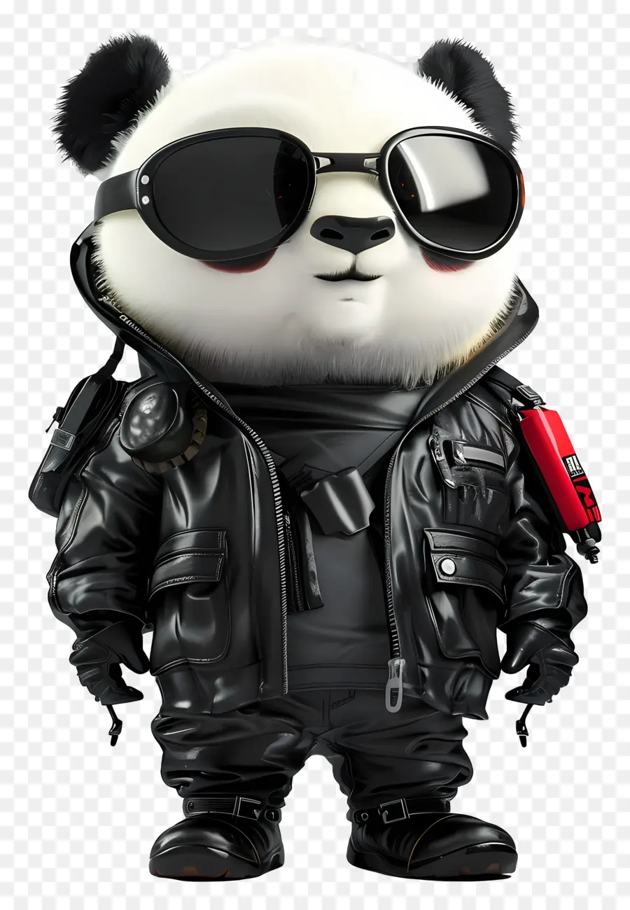 Panda，Deri Ceketli Havalı Panda PNG