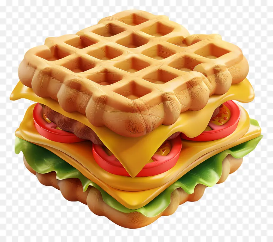 Waffle Sandviç，Kahvaltı PNG