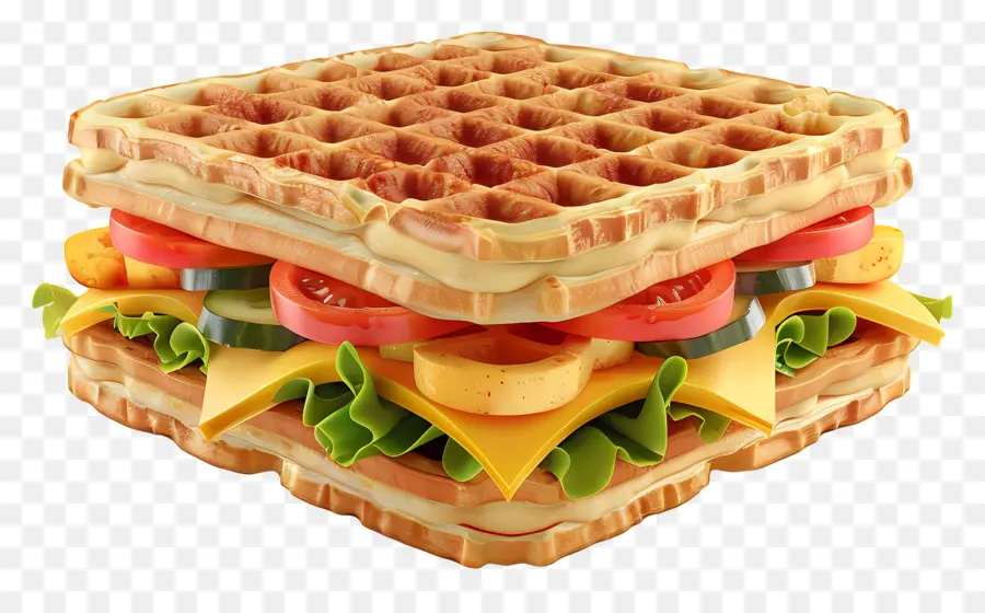 Waffle Sandviç，Sebze PNG