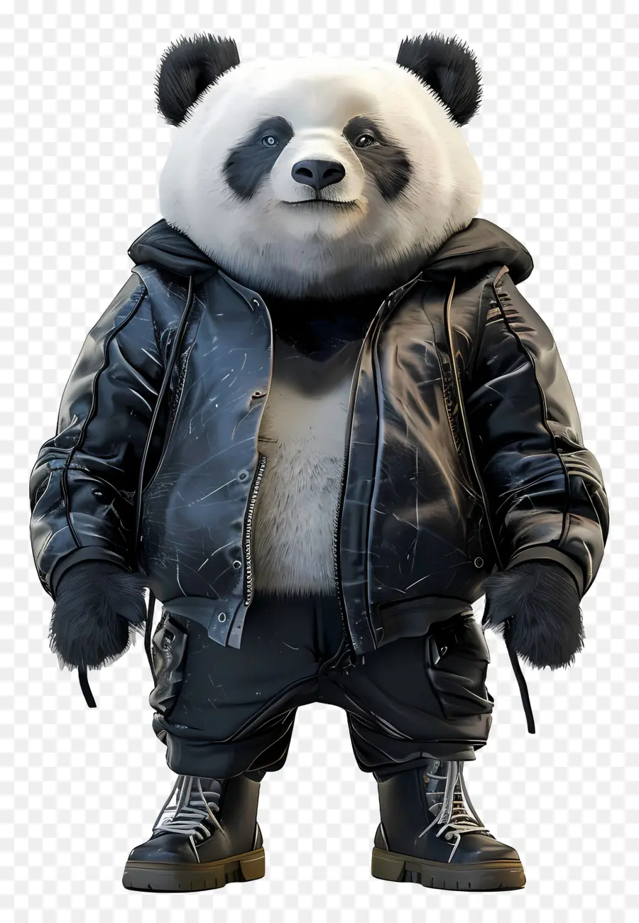 Panda，Deri Ceketli Havalı Panda PNG