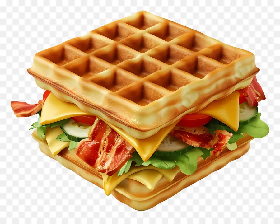 Waffle Sandviç，Sebze PNG