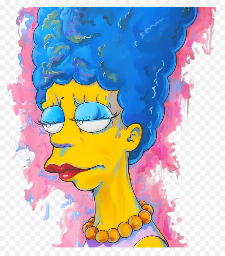 Marge Simpson，Mavi Saçlı Kadın PNG