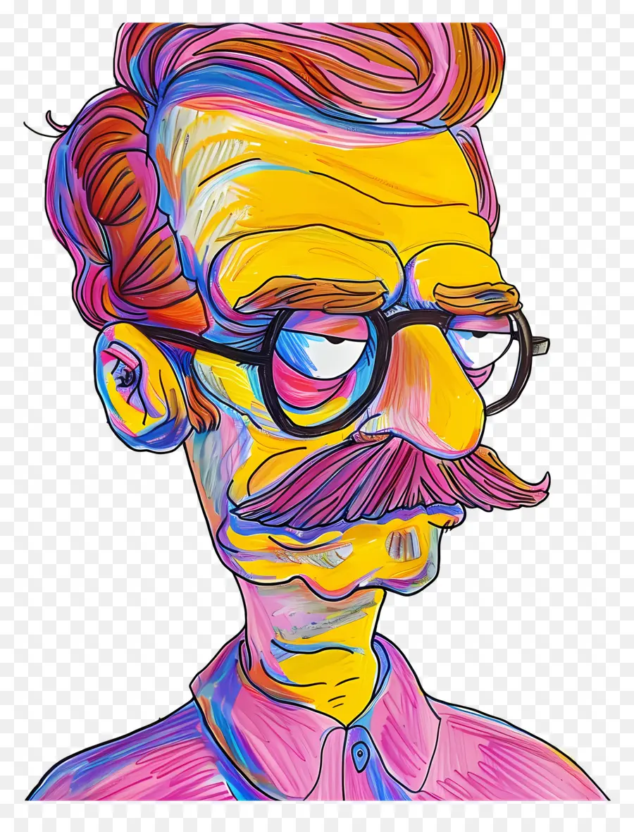 Ned Flanders，Gözlüklü Renkli Adam PNG