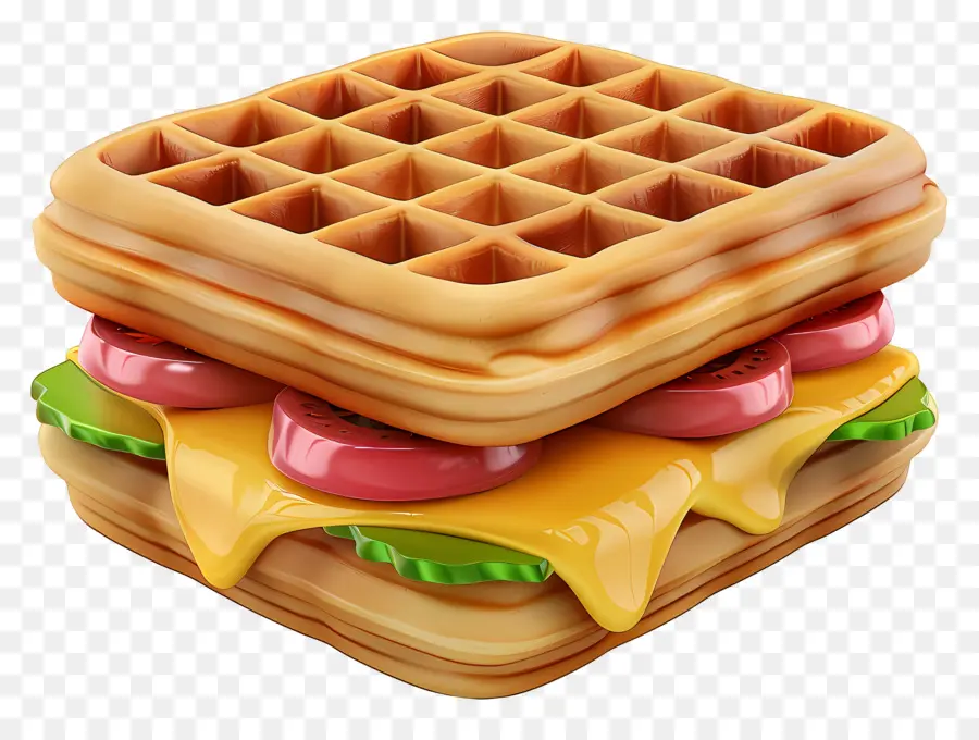 Waffle Sandviç，Sebze PNG