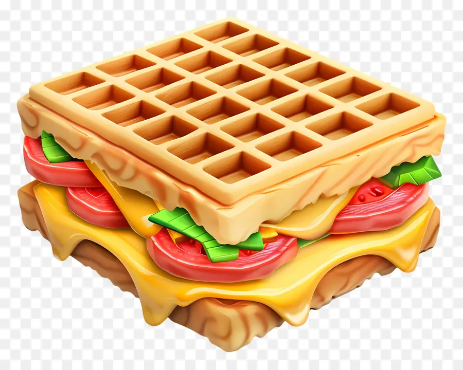 Waffle Sandviç，Sebze PNG