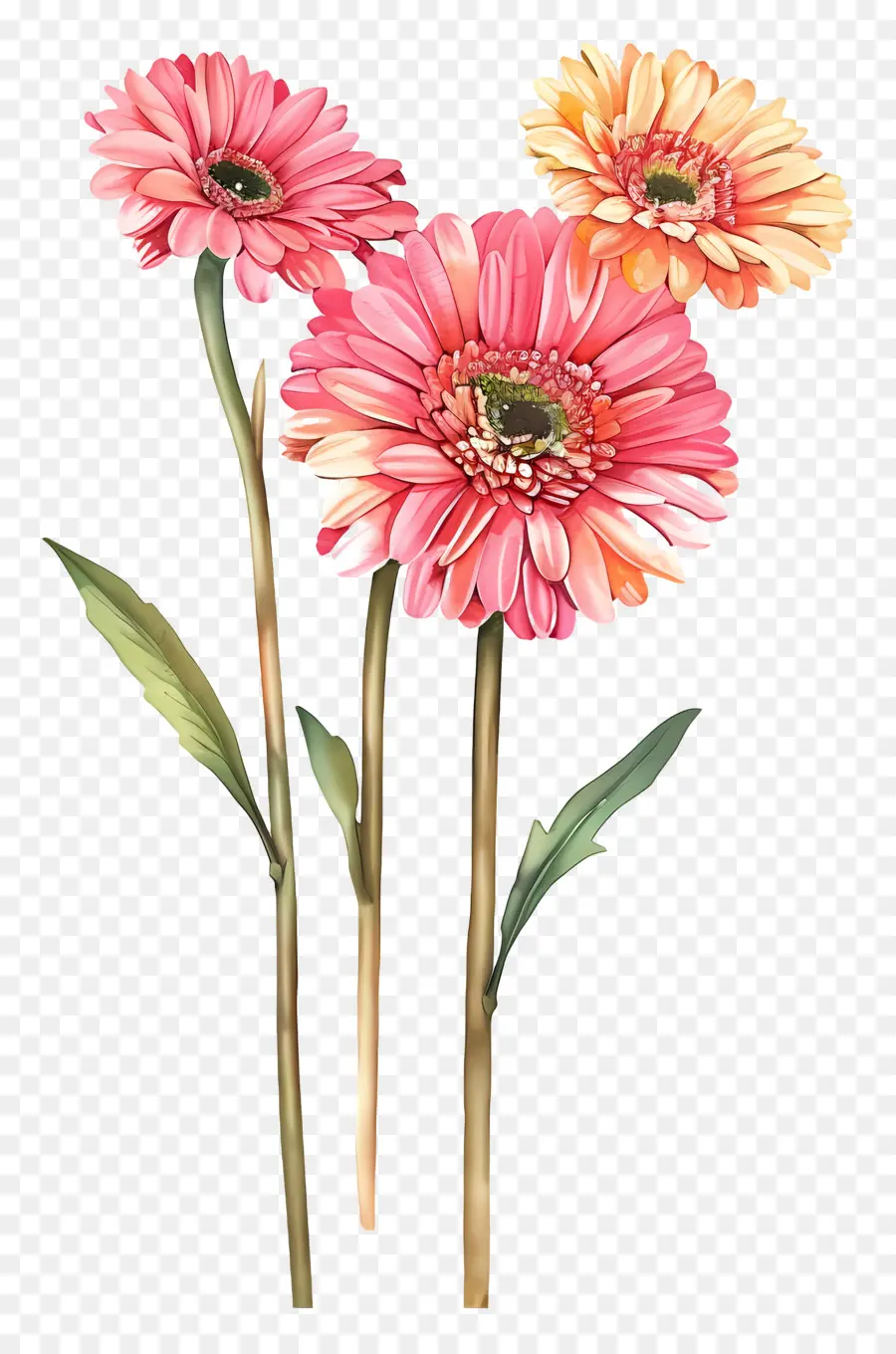 Gerbera çiçekleri，Pembe çiçekler PNG