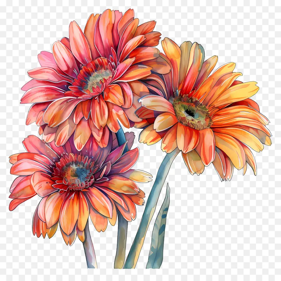 Gerbera çiçekleri，Renkli çiçekler PNG