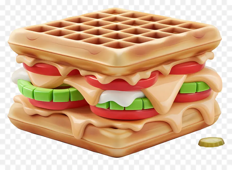 Waffle Sandviç，Sebze PNG