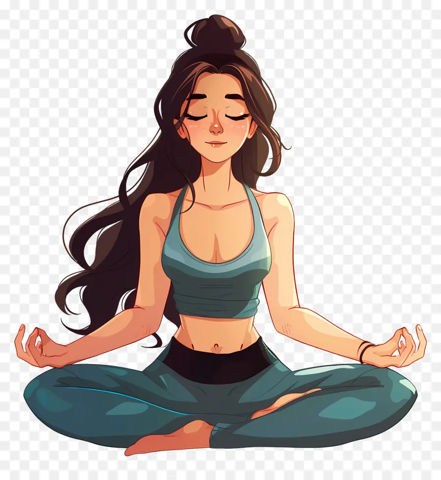 Kız Yoga Meditasyonu，Yoga Pozu PNG