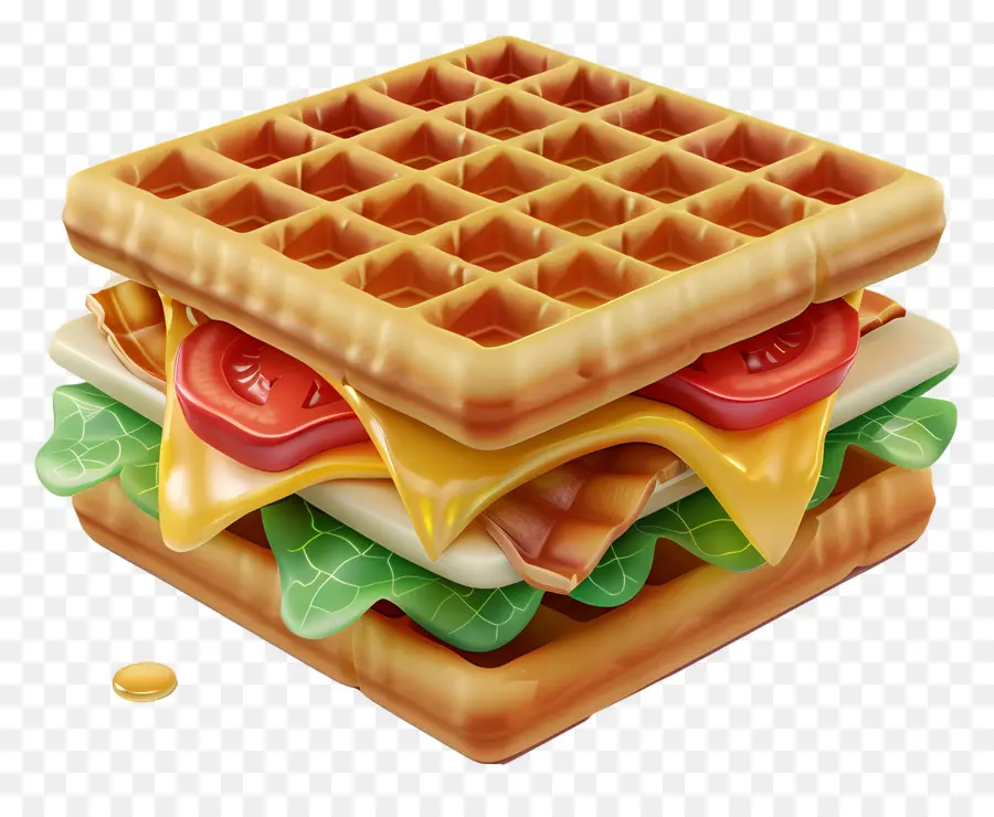 Waffle Sandviç，Sebze PNG