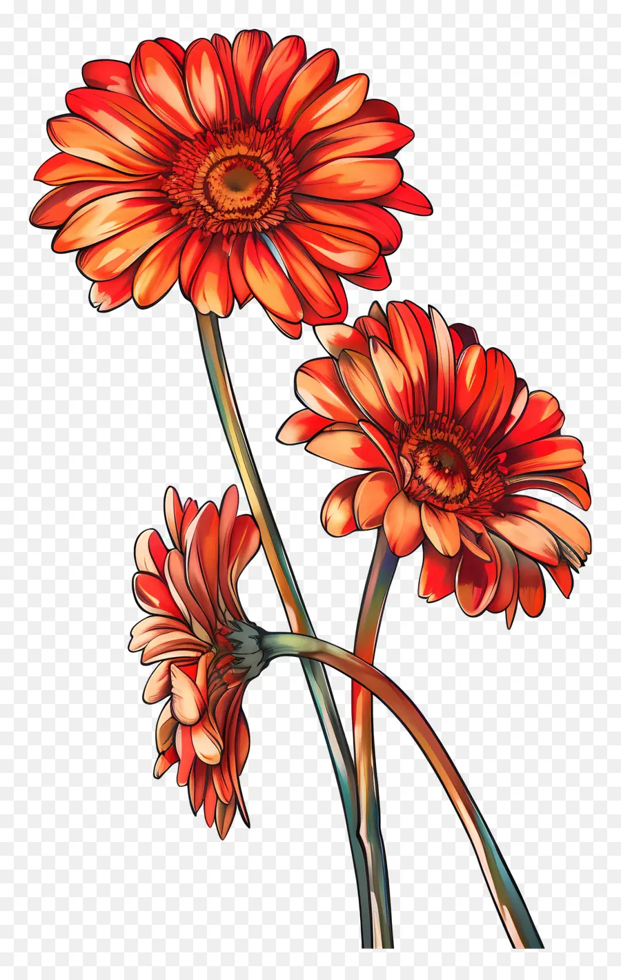 Gerbera çiçekleri，Portakal çiçekleri PNG