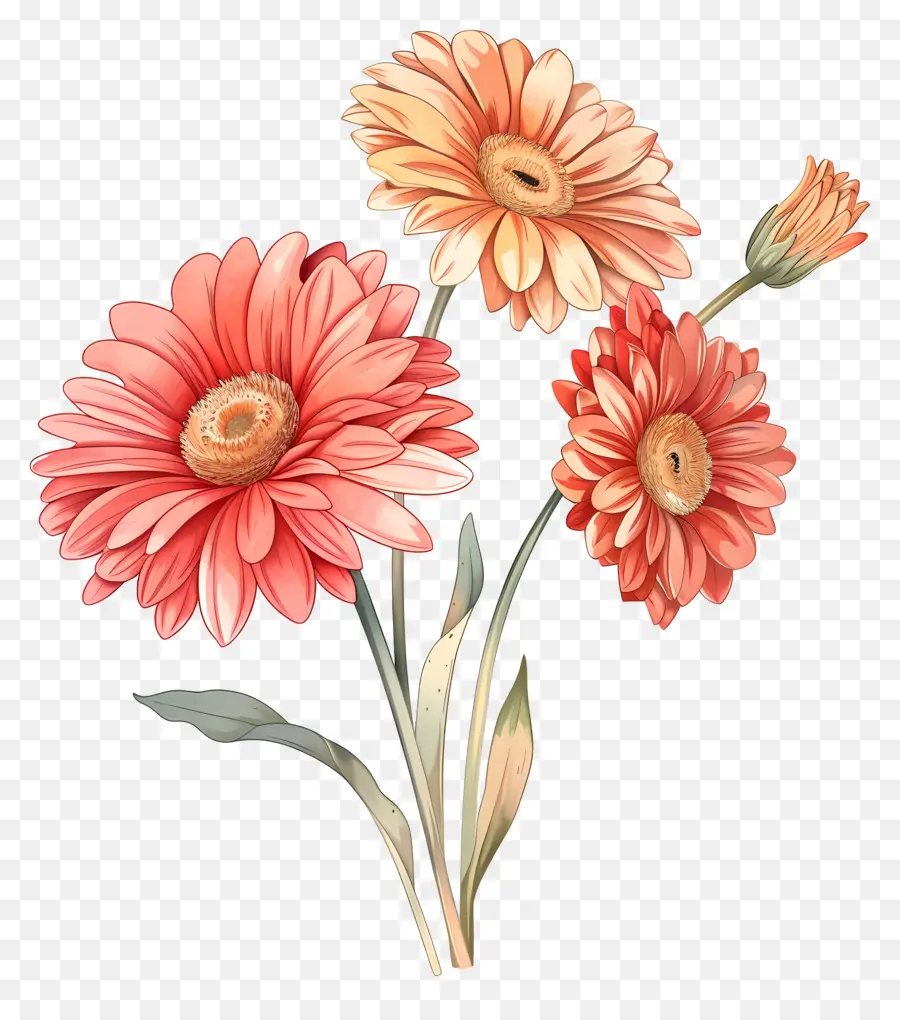 Gerbera çiçekleri，Pembe Çiçekler PNG