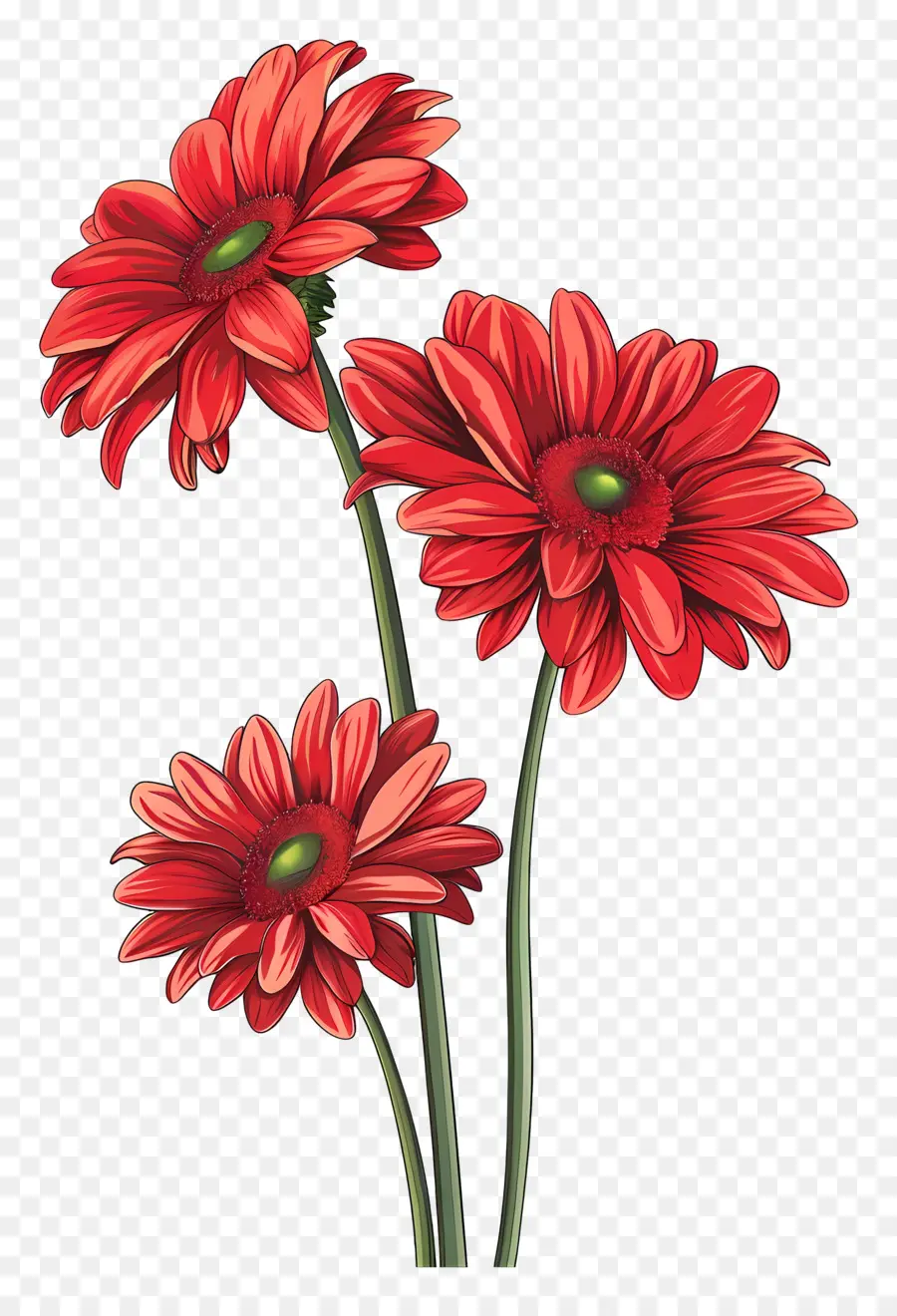 Gerbera çiçekleri，Kırmızı Çiçekler PNG