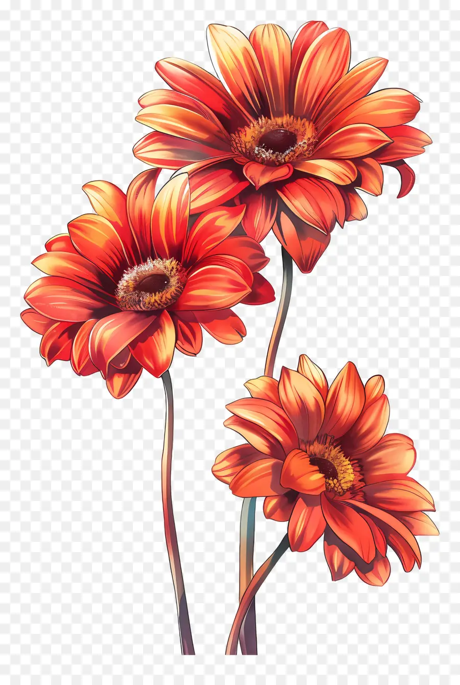 Gerbera çiçekleri，Kırmızı Çiçekler PNG