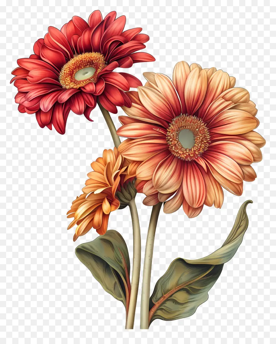 Gerbera çiçekleri，Kırmızı Çiçekler PNG