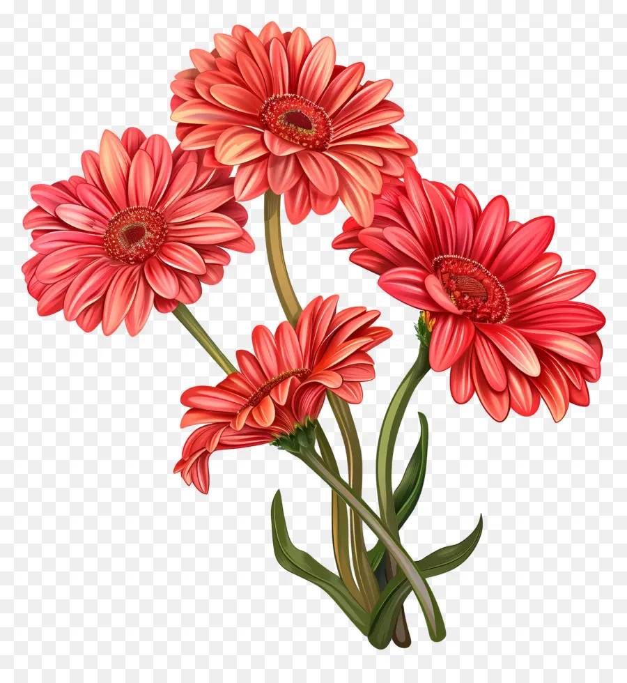 Gerbera çiçekleri，Kırmızı Çiçekler PNG