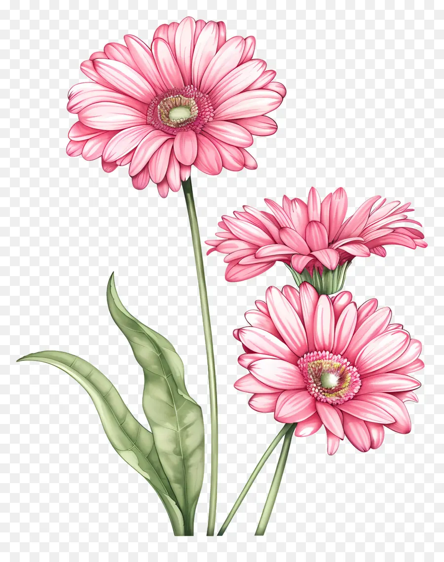 Gerbera çiçekleri，Pembe Çiçekler PNG