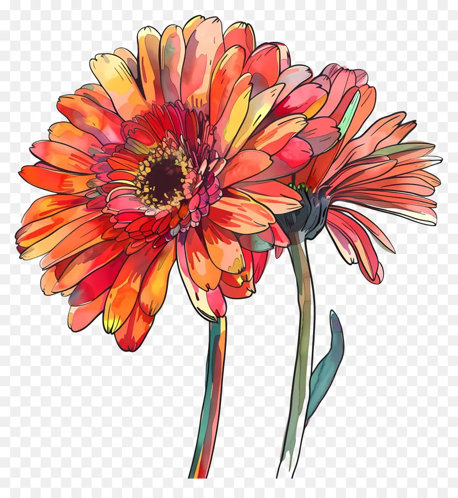 Gerbera çiçekleri，Portakal Çiçeği PNG