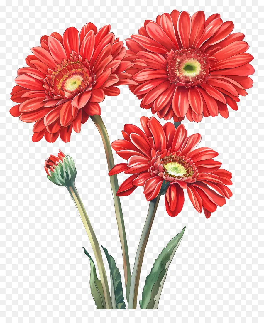 Gerbera çiçekleri，Kırmızı Çiçekler PNG