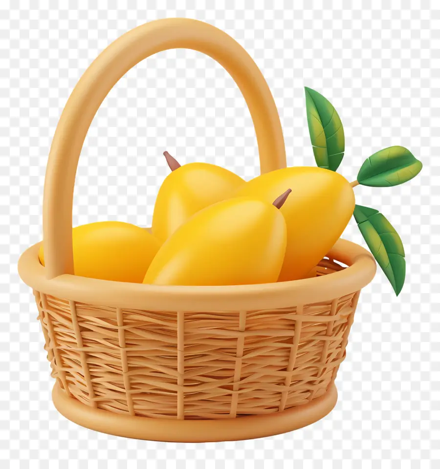 Sepetteki Mango，Sarı Meyveler PNG