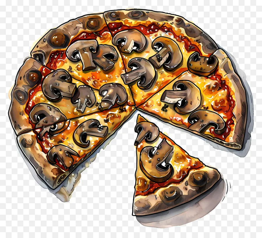 Mantarlı Pizza，Dilim PNG