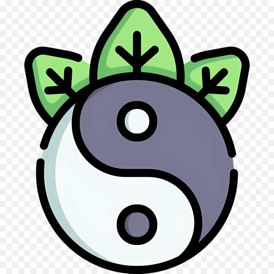 Yin Yang，Yapraklarla Yin Yang PNG