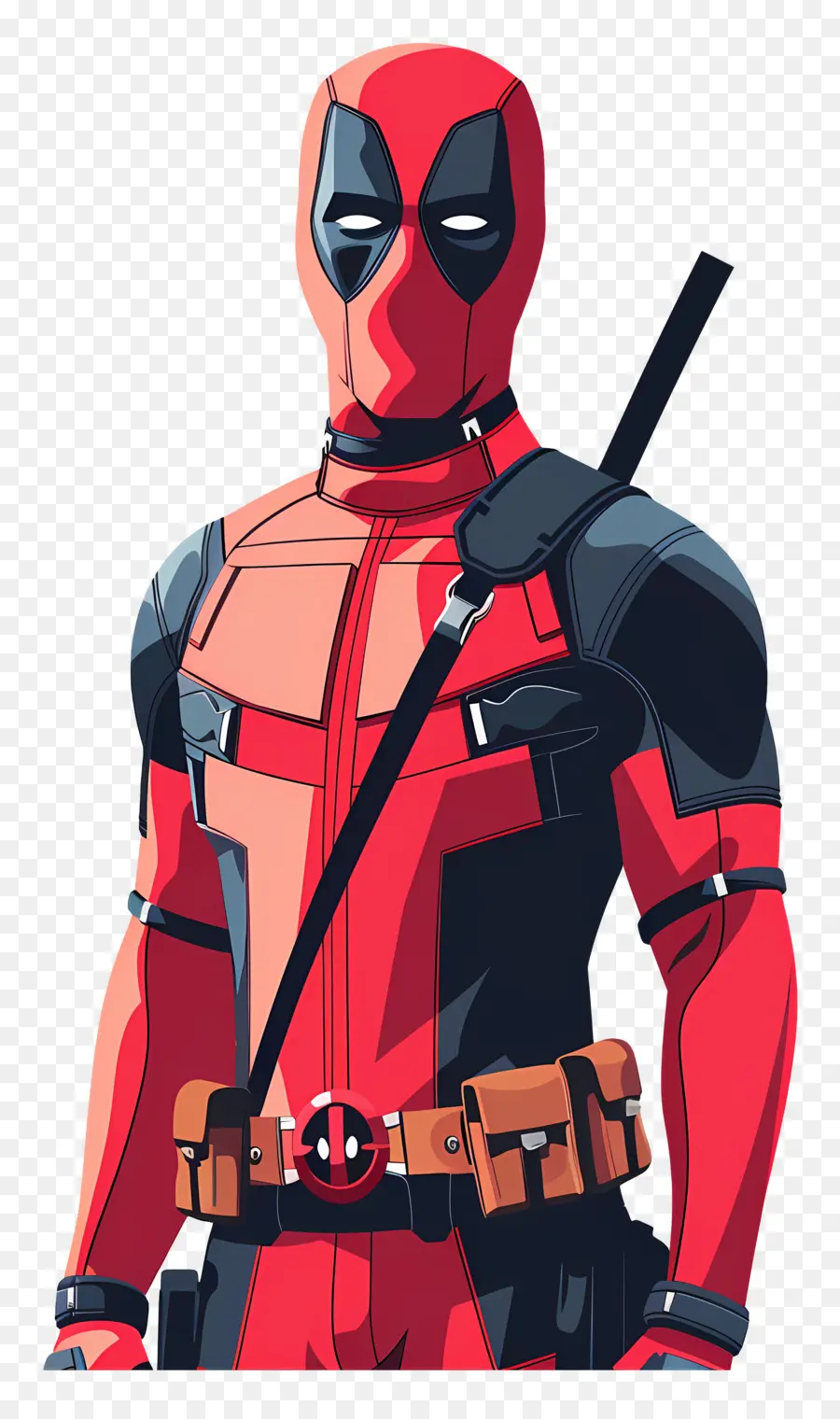 Animasyonlu Deadpool，Turuncu Takım Elbiseli Süper Kahraman PNG