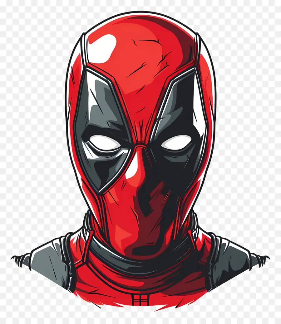 Karikatür Deadpool Yüz，Kırmızı Ve Siyah Maske PNG