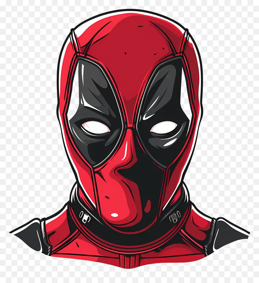 Karikatür Deadpool Yüz，Kırmızı Ve Siyah Maske PNG