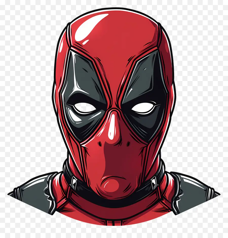 Karikatür Deadpool Yüz，Kırmızı Ve Siyah Maske PNG